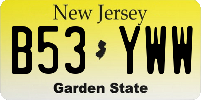 NJ license plate B53YWW