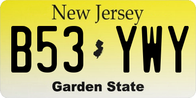 NJ license plate B53YWY