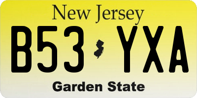NJ license plate B53YXA