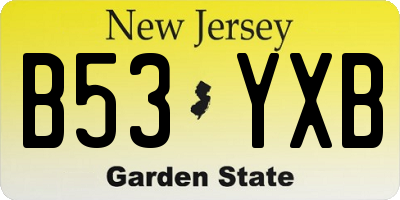 NJ license plate B53YXB