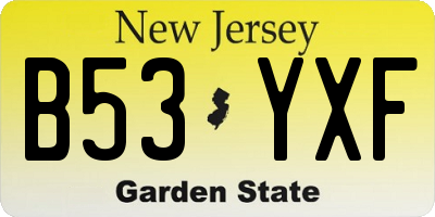 NJ license plate B53YXF