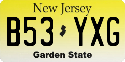 NJ license plate B53YXG