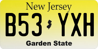 NJ license plate B53YXH