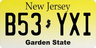 NJ license plate B53YXI