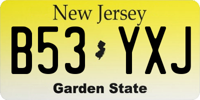 NJ license plate B53YXJ