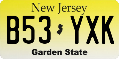 NJ license plate B53YXK