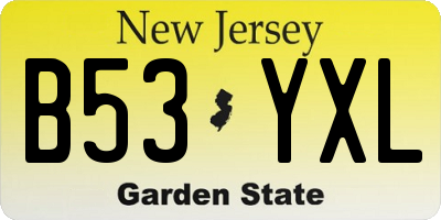 NJ license plate B53YXL