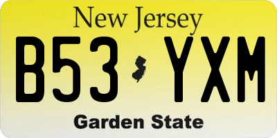 NJ license plate B53YXM