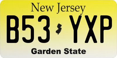 NJ license plate B53YXP