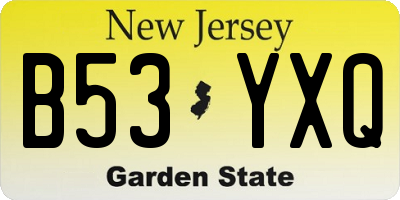 NJ license plate B53YXQ