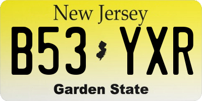 NJ license plate B53YXR