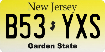 NJ license plate B53YXS