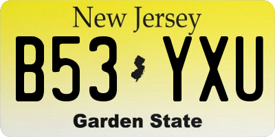 NJ license plate B53YXU