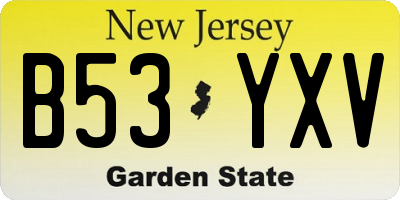 NJ license plate B53YXV