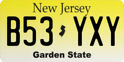 NJ license plate B53YXY