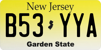 NJ license plate B53YYA