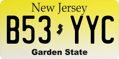 NJ license plate B53YYC