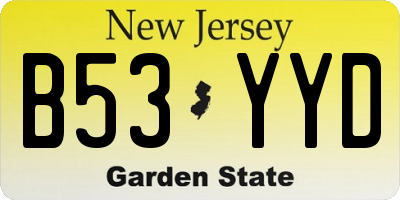 NJ license plate B53YYD