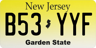 NJ license plate B53YYF