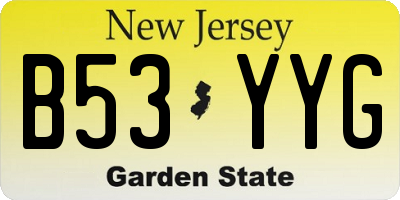 NJ license plate B53YYG