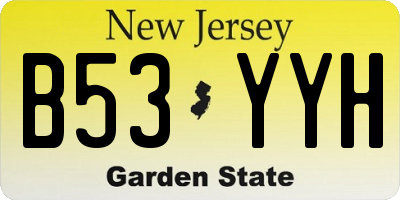 NJ license plate B53YYH