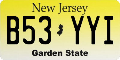 NJ license plate B53YYI