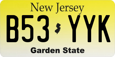NJ license plate B53YYK