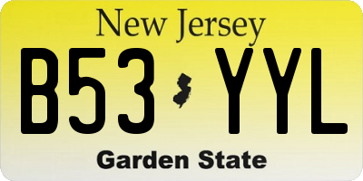 NJ license plate B53YYL