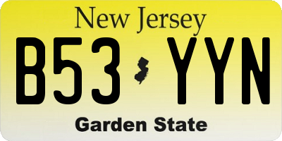 NJ license plate B53YYN