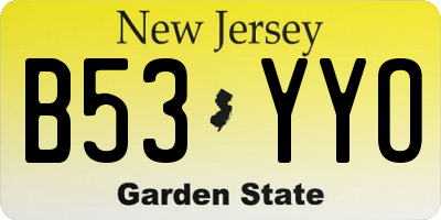 NJ license plate B53YYO