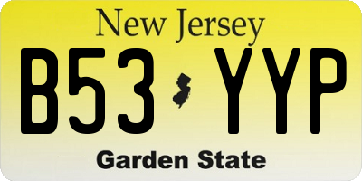 NJ license plate B53YYP