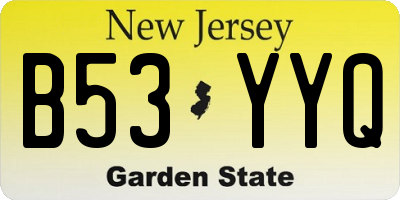 NJ license plate B53YYQ