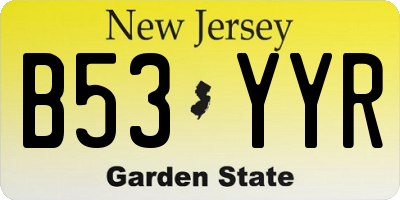 NJ license plate B53YYR