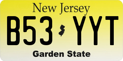 NJ license plate B53YYT