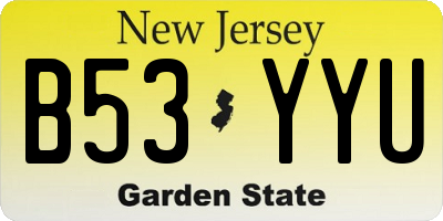NJ license plate B53YYU