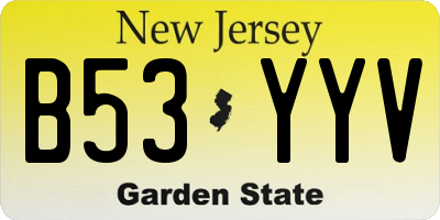 NJ license plate B53YYV