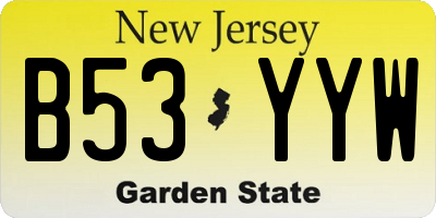 NJ license plate B53YYW
