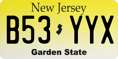 NJ license plate B53YYX