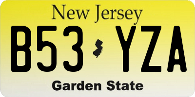 NJ license plate B53YZA