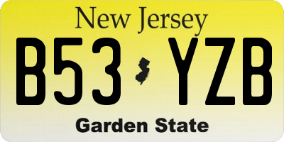 NJ license plate B53YZB