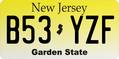 NJ license plate B53YZF
