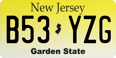 NJ license plate B53YZG