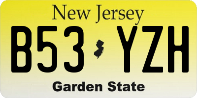 NJ license plate B53YZH