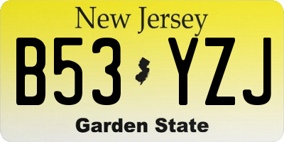 NJ license plate B53YZJ