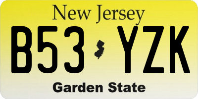NJ license plate B53YZK