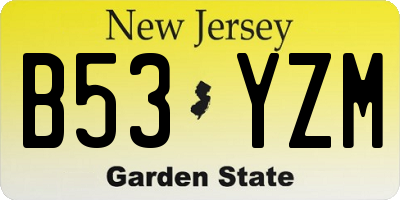 NJ license plate B53YZM