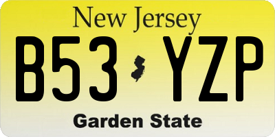 NJ license plate B53YZP