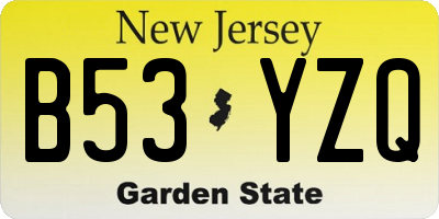 NJ license plate B53YZQ