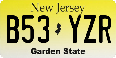 NJ license plate B53YZR