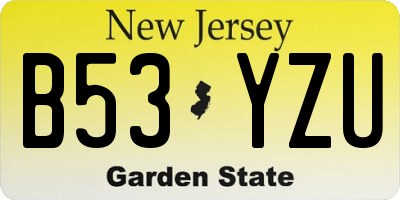 NJ license plate B53YZU